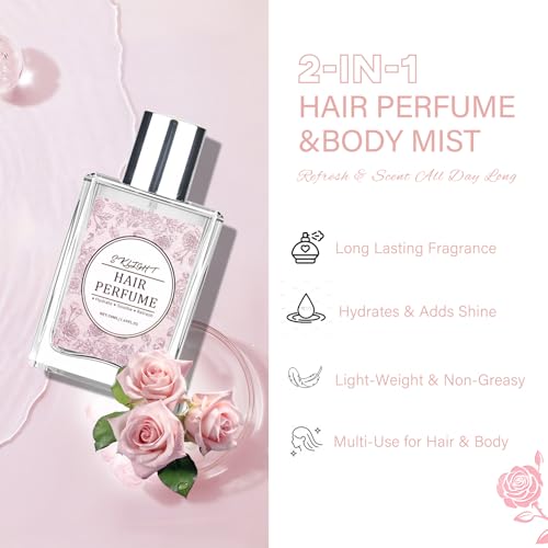 Hair Perfume for Women, Long Lasting Pheromone Perfume, Hair and Body Mist, Romantic Rose Scent, Hydrates and Nourishes, 50ML