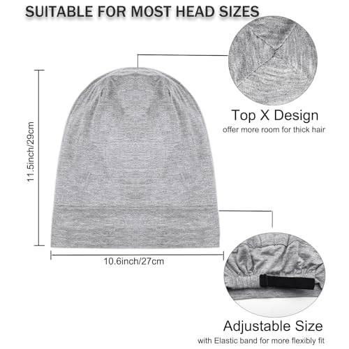 Sleep Cap Bonnet for Sleeping Black Women, Adjustable Cooling Ice Silk Lined Bonnet for Curly Braids Hair Cover Beanie Hat