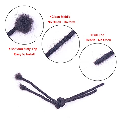 0.4cm Width 4 Inch 60 Strands 100% Human Hair Loc Extensions, Full Handmade Dreadlock Extensions for Men Women Kids Can Be Dyed and Bleached with Needle and Comb 100% Unprocessed Natural Black