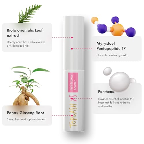 TOPLASH Eyelash Growth Serum - Innovative Formula for Longer, Thicker, Fuller Brows & Lashes - Natural, Cruelty-Free & Hypoallergenic - 0,05 Fl Oz(1,5 ml)