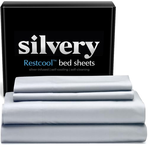 Silvery Restcool¢â Silver Infused Bed Sheets Set - Award-Winning Self-Cooling Fabric for Hot Sleepers with Self-Cleaning Silvery Technology¢â That Stays Fresh 3X Longer (Gray, Full)