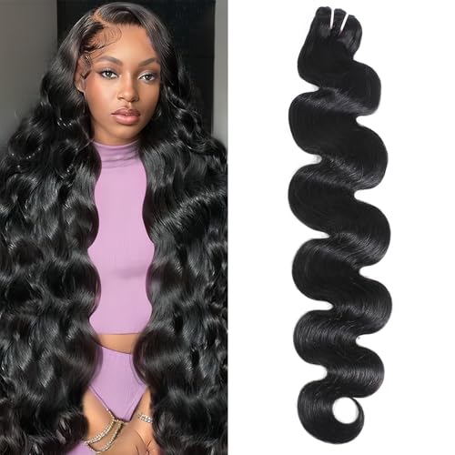 15A Raw Indian Human Hair Bundles Body Wave Bundles Human Hair,Triple Lifespan Virgin Remy Hair,No Tangle Shedding,Keep Texture Silky Soft After Multiple Washes (1 Bundle Natural Black, 30 inch)