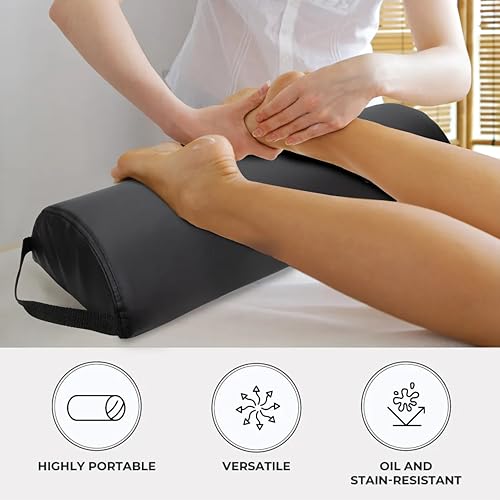 ForPro Premium Jumbo Half-Round Bolster Pillow for Massage and Yoga, Oil and Stain-Resistant, 9¡±W x 4.5" H x 26¡±L, Black