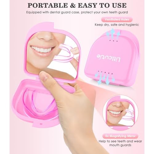 Mouth Guard for Grinding Teeth at Night, Mouth Guard for Sleeping, Mouthguards for Grinding of Teeth, Night Guards for Teeth Grinding, with 2 x 5X Mirror Case (4 Pack/2 Size)