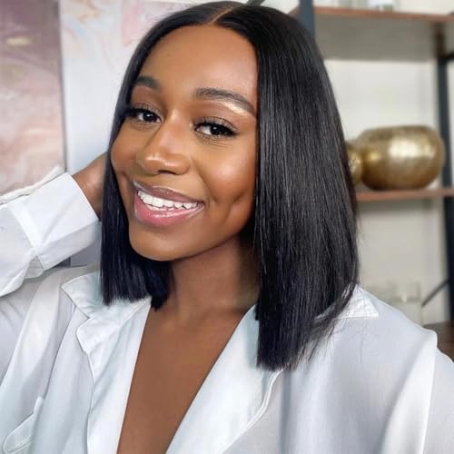 ISEE Hair M Cap 9x6 Bob Wig Human Hair Glueless Wigs Pre Plucked Pre Cut HD Lace Front Glueless Wigs Human Hair 180% Density Short Straight Bob Wigs for Black Women 16 inch