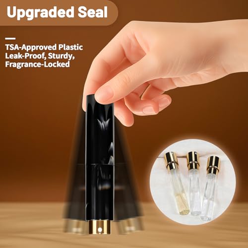 Vitog 10ML Marble Texture Refillable Travel Perfume Atomizer, Empty Cologne Dispenser Mini Spray Bottle With Funnel and Dispensers, Leak-Proof Empty Fragrance Decant Container For Women and Men 3PCS