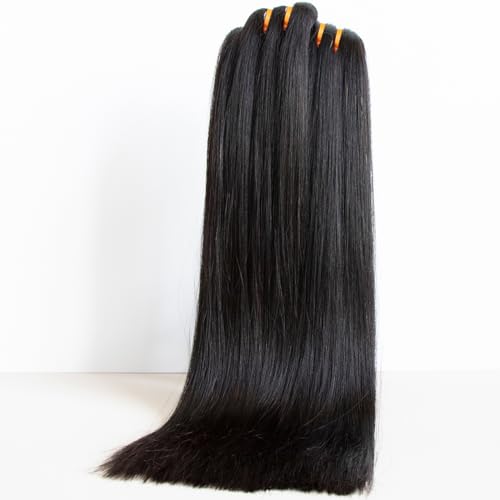 BLACKMOON Raw Human Hair Bundles, 16a Raw Indian Hair, 100% Unprocessed Virgin Straight Bundles, Triple Lifespan Than Regular Virgin Hair, 14 16 18 Inches Double Weft 100g/Bundle Natural Black