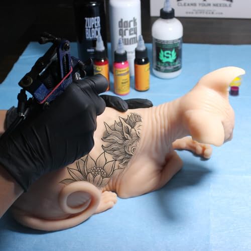 Silicone Cat Model Tattooable Sphynx Cat Model Life Sized Tattooing Fake Skin Body For Tattoo Practice and 3D Display Simulates Real Skin Premium Quality Realistic Silicone Model