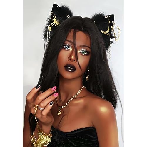 Cat Ears Headwear Headband,Animal Fluffy Neko Hairhoop Handmade,Head Accessories Halloween Cosplay Fancy Dress Party