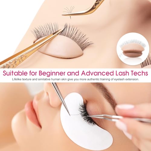 6 Pairs 2 Layers Eyelash Practice Eyelids for Mannequin Head, Silicone Rubber Removable Realistic Eyelash Extension Eyelids for Lash Training