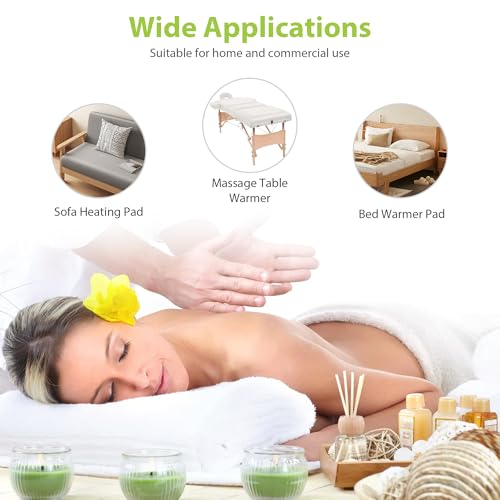 Massage Table Warmer Heating Pad Professional SPA Massage Bed Warmer with Timer, 9 Heat Settings, Overheat Protection for Massage Bed & Spa, Thickened & Soft Fleece, 30" x 71"