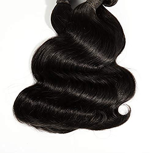 SingleBest Body Wave Bundles With Closure 10A Brazilian Virgin Hair Short Bob Weave With 4x4 Middle Part Half Hand Tied Lace Closure 100% Unprocessed Human Hair Natural Color(8 8 8+8inch)