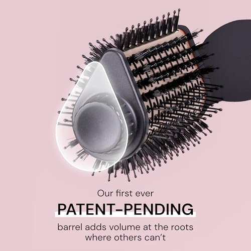 L'ANGE HAIR Le Volume Elev? 65MM 2-in-1 Titanium Brush Dryer | Dry and Style | Unique Teardrop Shape Barrel | 3 Heat Settings | 360¡Æ Vented Airflow | Ionic Technology for Frizz-Free Styling (Black)