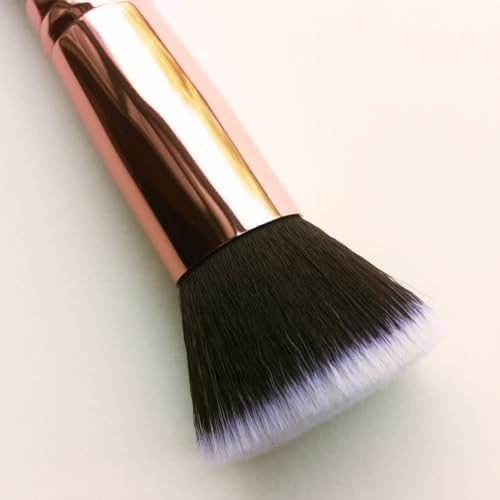 Kabuki Brushes 2pcs Foundation Blush Brush Makeup Brushes for Liquid Cream Powder Professional Cosmetics Blender Brush Face Blending Buffing Brushes Thick Soft Synthetic Fibers Flat Top (Pink)