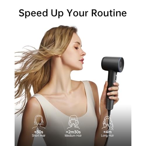 Laifen Swift Hair Dryer, High Speed 200M Ionic Blow Dryer with 110, 000 RPM Brushless Motor for Fast Drying, Low Noise, Hairdryer with Magnetic Nozzle