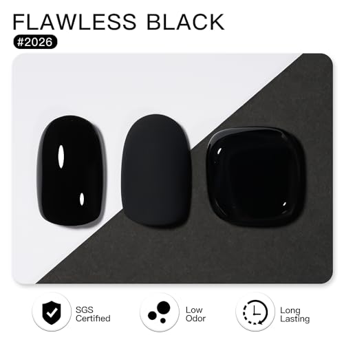 GAOY Black Gel Nail Polish, 16ml Soak Off Gel Polish, UV Light Cure for Nail Art DIY Manicure at Home, 2026 Flawless Black