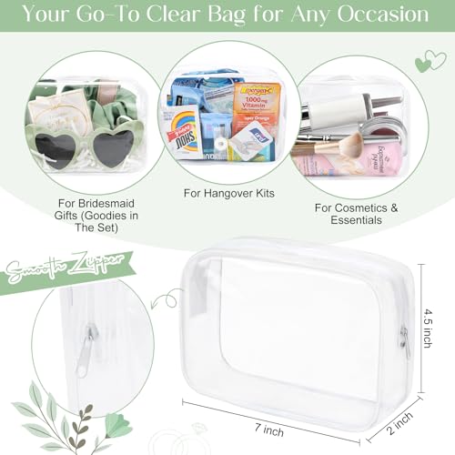 DEEKA 5 Pcs Bridesmaid Proposal Bag Set Gift Clear Makeup Toiletry Bag Bachelorette Party Favors Sunglasses Hair Claw Clips Scrunchies Knot Bracelets Bridal Wedding Party Gifts (Sage Green)