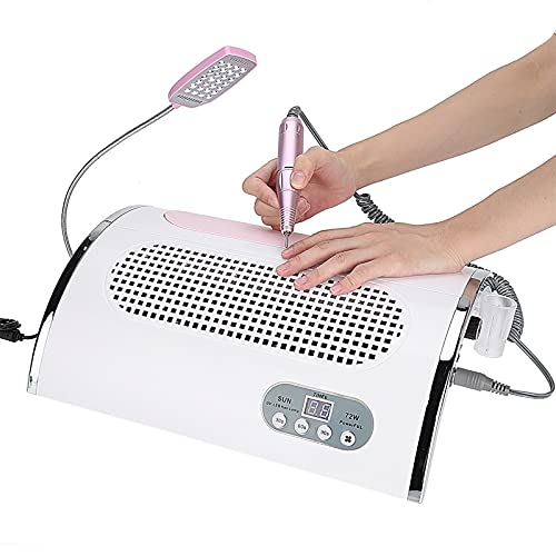 Sonew 4 in 1 Multi-functional Electric Nail Drill Machine, Nail File Drill Pen Kit with 54w Nail Dryer Lamp and Nail Art Dust Suction Collector, Nail Art Machine for Woman Home DIY and Nail Art Salon