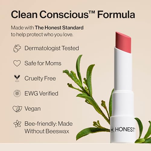 Honest Beauty Moisturizing Vegan Tinted Lip Balm | Antioxidant-rich Acai Extracts + Avocado Oil | Paraben Free + Cruelty Free | Plum Drop