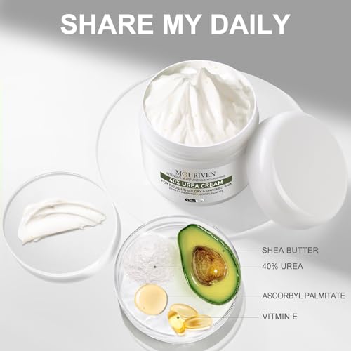 Urea Cream 40 Percent - Foot & Hand Cream for Dry, Cracked Heels, Feet, Knees, Elbows, and Hands - Maximum Strength Urea Lotion for Softening and Moisturizing