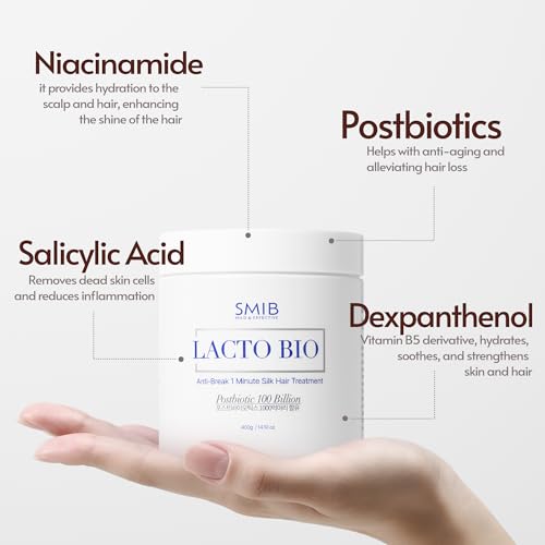 SMIB Lactobio 1'Min Silk Hair Treatment - 100 Billion Postbiotic-Powered Formula for Silky, Healthy Hair?Nourish & Protect -Strengthen & Nourish with Advanced Scalp Care - Korean Formula (14.10 oz)