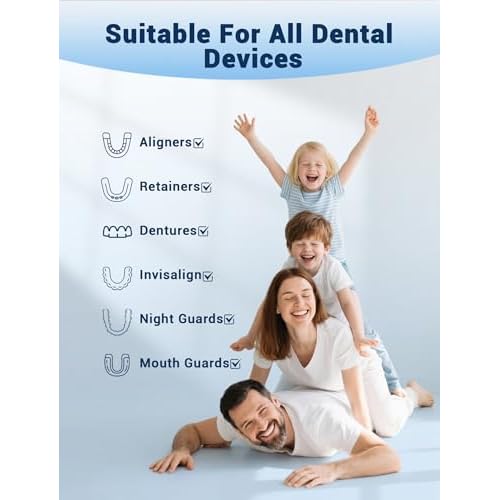 Retainer Cleaner Tablets (120 pcs), Denture Cleaning Tablets for Invisalign, Night Mouth Guard for Aligners, Remove Odors Stains and Plaque, Quick Cleanser, Mint Fresh Flavor, 4 Month Supply