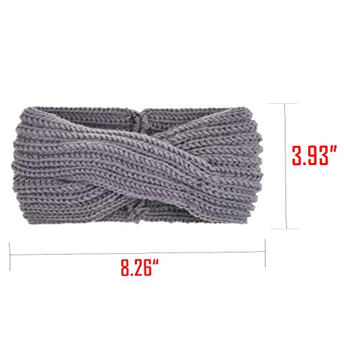 DRESHOW Winter Knit Chunky Headbands for Women Crochet Turban Knitted Ear Warmer Fashion Head Wrap 6 Pack
