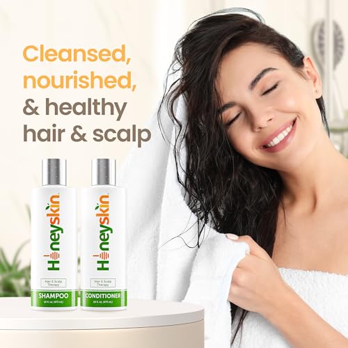 Honeyskin Hair Growth Shampoo and Conditioner for Women ? Sulfate-Free, Hydrating & Volumizing Set with Manuka Honey & Aloe Vera ? Non-Toxic Hair Thickening Shampoo for Thinning Hair 16oz