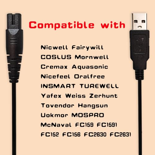 Water Flosser Charger for Nicwell F5025 Charging Cable Replacement for COSLUS F5020E Oralfree Nicefeel Insmart Waterfloss USB Cord Plug in Adapter¡¦