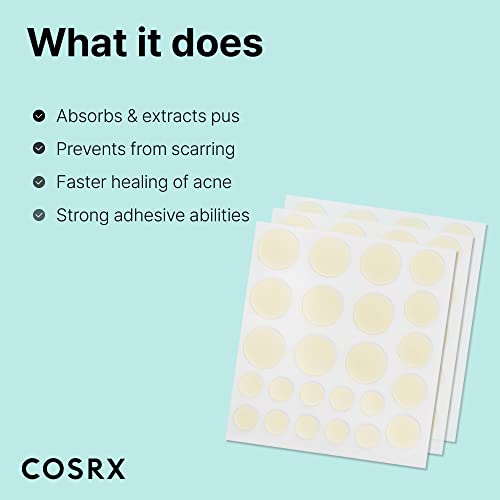 COSRX Acne Pimple Patch Absorbing Hydrocolloid Original 3 Size Patches for Blemishes and Zits Cover, Spot Stickers for Face and Body, Stocking Stuffers, Holiday Gifts, Gifts For Women (72)