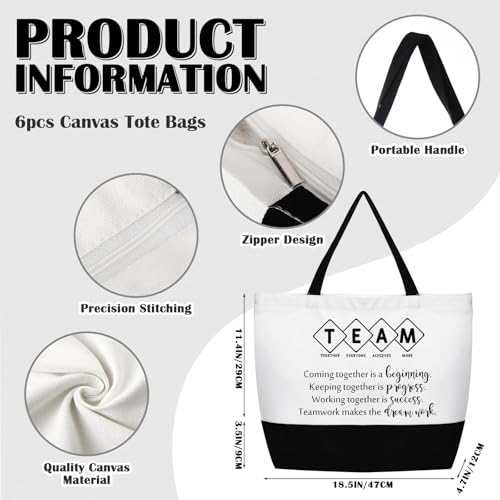 Cunno 12 Pcs Team Appreciation Bags Bulk Women Employee Gifts Team Together Canvas Tote Bag Makeup Bags for Vet Tech Coworker Nurse