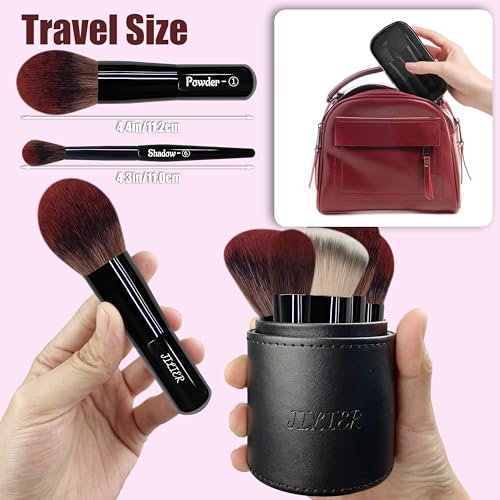 Jilier Travel Makeup Brush Set, 14 pcs Mini Makeup Brushes for Foundation, Powder, Eyeshadow, Highlight, Contour, Blush & Concealer, Small Makeup Brush Set Purse Size with Case