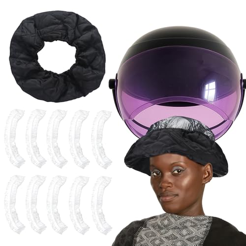 Hair Dryer Heat Shield with 10 Disposable Plastic Hoods, Black