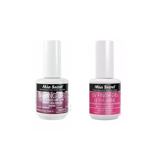 Mia Secret UV Finish Gel Ultra Shine 0.5 oz (FG-01) & Mia Secret UV LED DIPPING GEL 0.5oz (DIP-GEL)