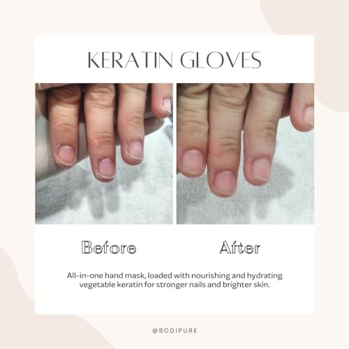 Bodipure Premium Hand Mask Keratin Gloves | Moisturizing Gloves for Dry Hands & Nail-Strengthening & Cuticle Softening | Spa Experience at Home | Chemical Free & For All Skin Types | 12 Pairs
