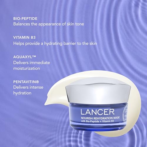 Lancer Skincare Nourish Rehydration Moisturizing Face Mask with Bio-Peptide and Vitamin B3, 1.7 Ounces