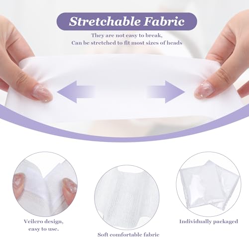 200 Count Disposable Spa Facial Headbands with Convenient Closure,White Stretch Facial Headwraps Soft for Facials Skincare Spa