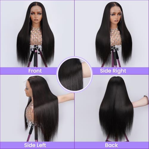 250 Density HD Lace Front Wigs Human Hair Pre Plucked Bleached Knots 13x4 Large Size Transparent Lace Frontal Wig with Baby Hair Silky Straight Human Hair Wigs for Women (Natural Color,20Inch)