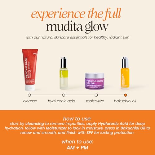Mudita Earth Bakuchiol Face Oil ? Retinol Alternative for Women | Chia Seed & Prickly Pear Serum for Gua Sha & Lymphatic Drainage | Plant-Based Oil for Scar Heal, Healthy-Aging for Oily Skin - 1 fl oz