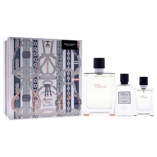 Terre Dhermes by Hermes for Men - 3 Pc Gift Set 3.3oz EDT Spray, 0.42oz EDT Spray, 1.35oz After Shave Lotion