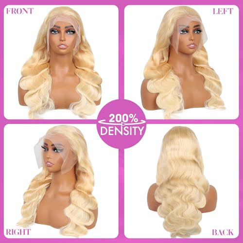 613 13x4 Lace Front Wig Human Hair Blonde Body Wave Lace Frontal Wig Pre Plucked 200 Density 613 HD Lace Wig Human Hair 32 Inch