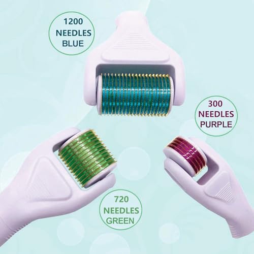 Derma Roller for Face, Body, Scalp, Beard - Angel Kiss 4 in 1 Titanium Microneedling Roller Set