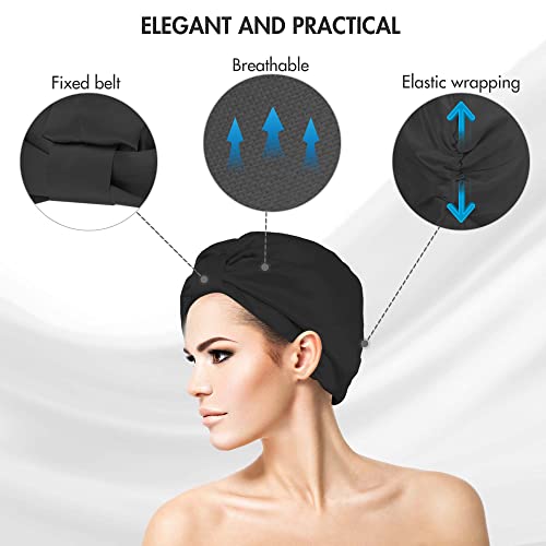22 Momme 100% Mulberry Silk Hair Wrap for Sleeping, Both Sides Silk Bonnet for Women Hair Care, Black
