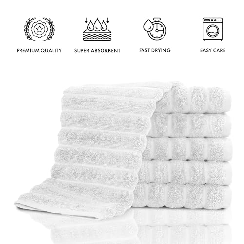 Classic Turkish Towels CTT Luxurious 100% Turkish Cotton Washcloths 6 Pack, Highly Absorbent & Quick Dry, Face Towels Wash Cloths for Hotel, Spa & Gym | 13"x13" (Platinum)