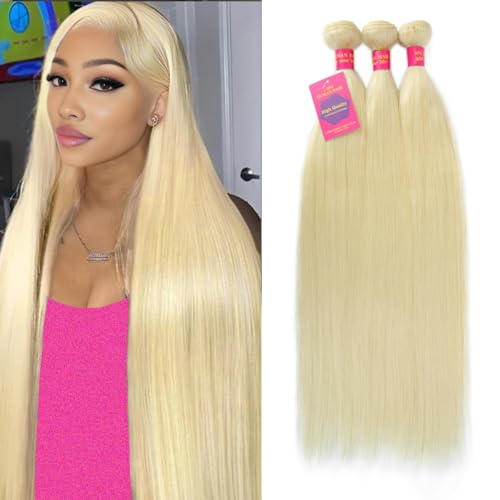 613 Bundles Human Hair 22 24 26 Inch Blonde straight bundles 100% Unprocessed 14A Grade Virgin Human Hair 3 Bundles 613 Straight Weave Extensions