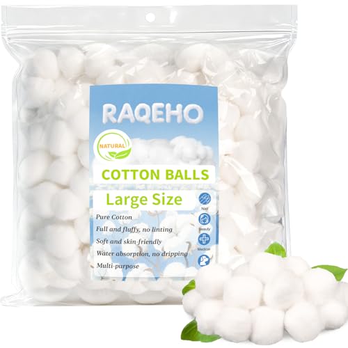 200pcs Natural Cotton Balls - Large Size Organic Cotton Ball for Nail Polish Remover Absorbent Soft Acetone Free Gel Nail Removal Bulk Cotton Rounds Face Cleansing Makeup Remover Nail Supplies