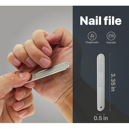 Konovo 5-Piece Nail Clippers Set, Stainless Steel Manicure Set, Travel Nail Grooming Kit for Men & Women, Toenail & Fingernail Clippers