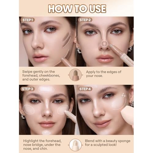 SHEGLAM 2-in-1 Contour & Highlight Stick Cream Waterproof Contour Stick-Soft Tan