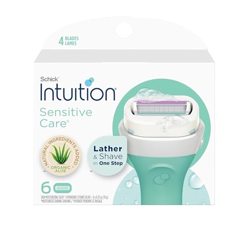 INTUITION Schick Refill, Razors for Women Sensitive Skin | Intuition Razor Blades Refill with Organic Aloe, Razor Refills , 6 Count (Pack of 1)