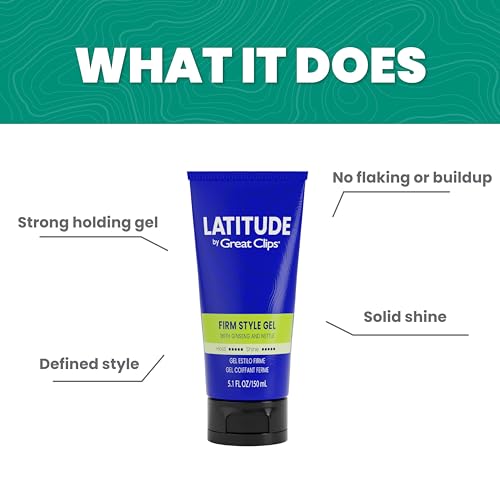 GREAT CLIPS LATITUDE Firm Style Gel | Hair Gel for Men | High Hold + High Shine | 32oz